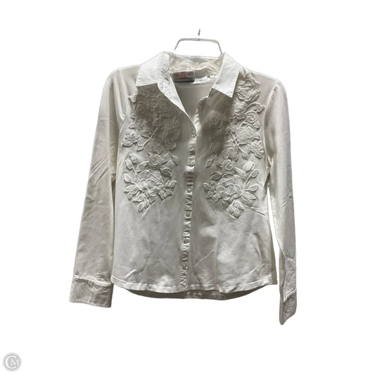 Blouse Long Sleeve By Chicos In White, Size: S