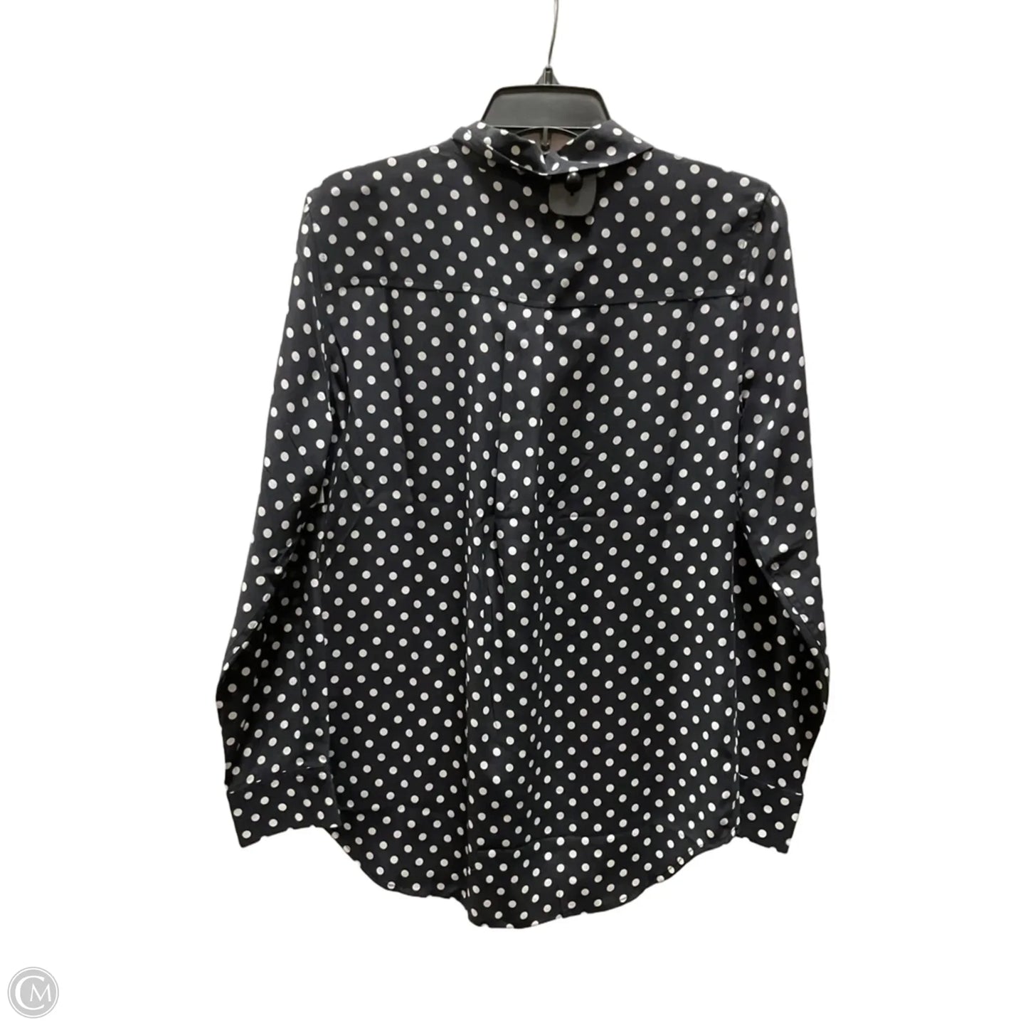 Blouse Long Sleeve By Equipment In Blue & White, Size: M