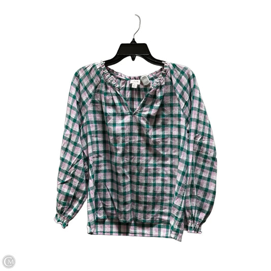 Top Long Sleeve By J. Crew In Green & Pink, Size: S