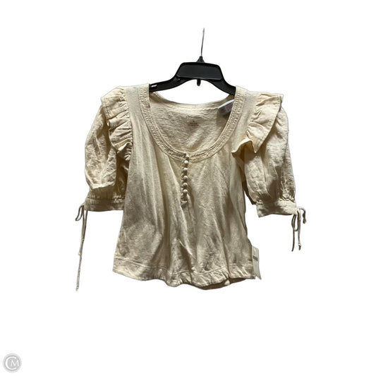 Top Short Sleeve By Anthropologie In Cream, Size: S