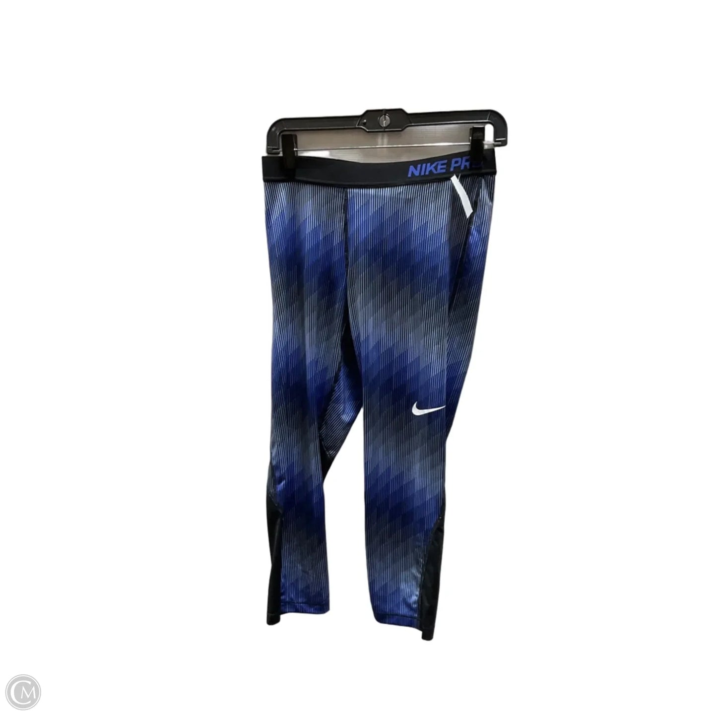 Athletic Leggings By Nike In Black & Blue, Size: L