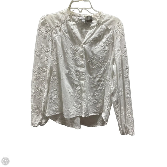 Blouse Long Sleeve By Ophelia Roe In White, Size: M