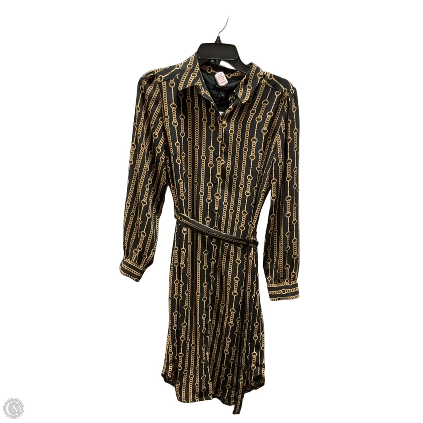 Dress Casual Midi By Banana Republic In Black & Gold, Size: S