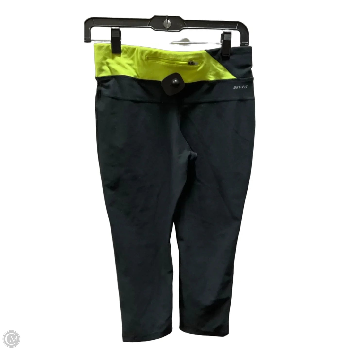 Athletic Leggings Capris By Nike In Black & Yellow, Size: S