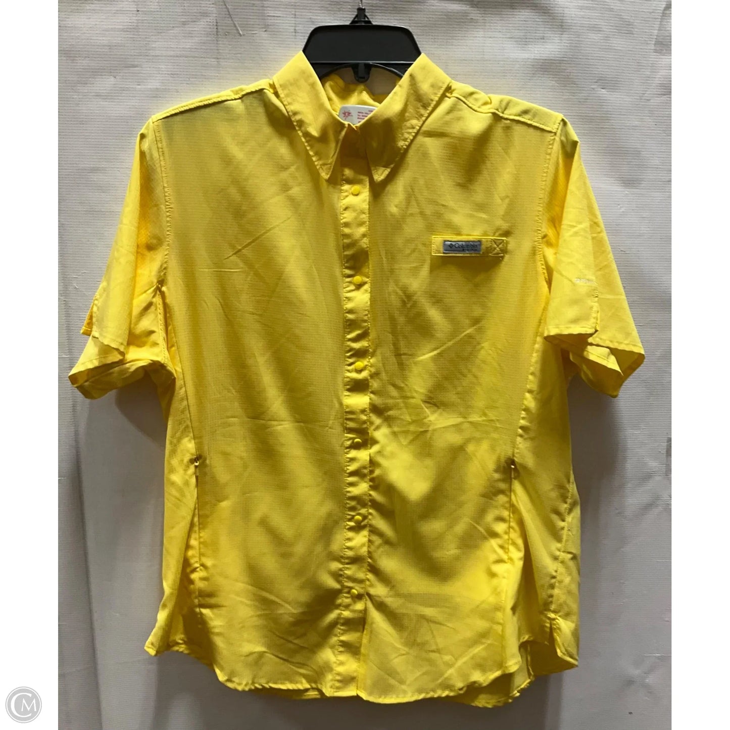 Athletic Top Short Sleeve By Columbia In Yellow, Size: L
