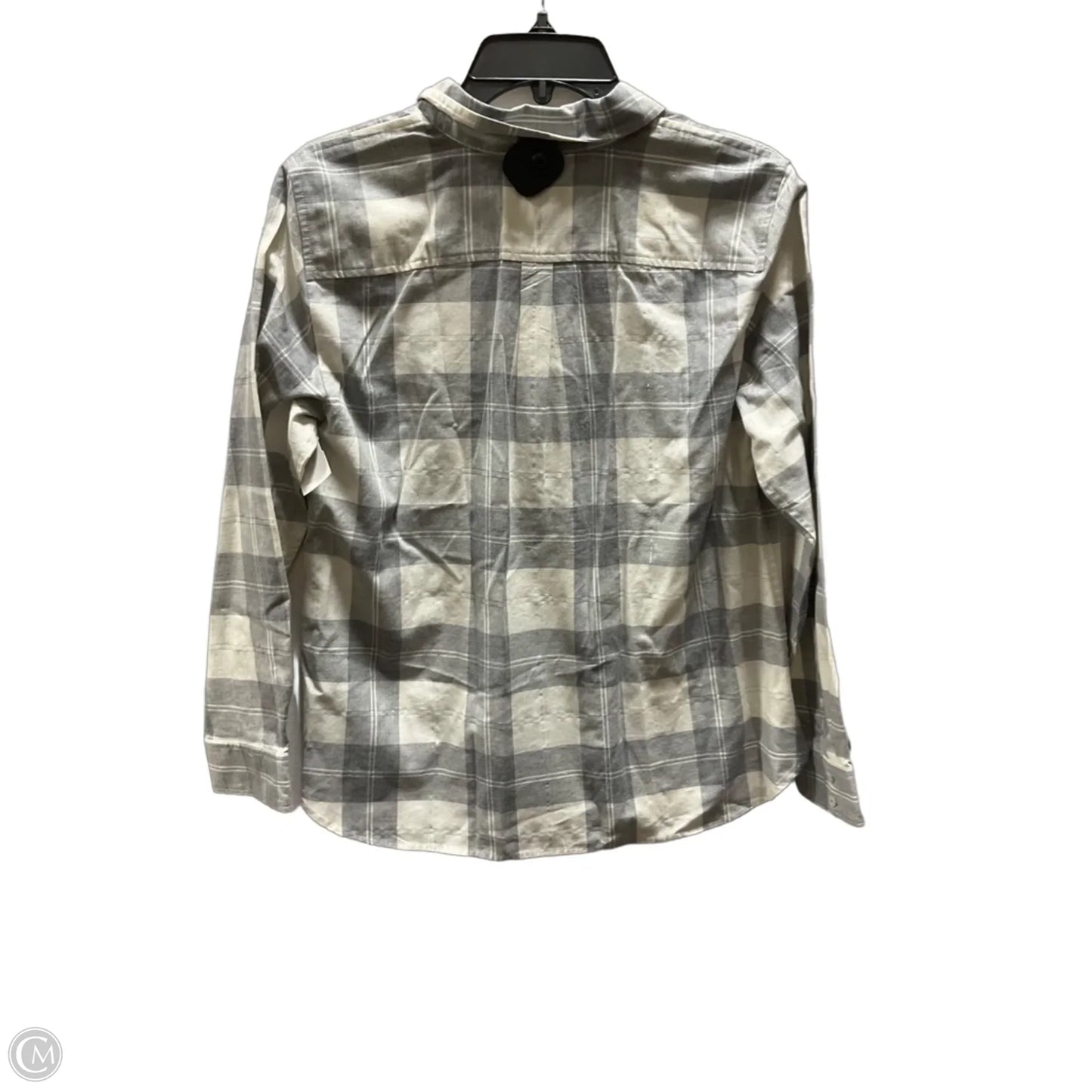 Blouse Long Sleeve By Talbots In Grey & White, Size: L