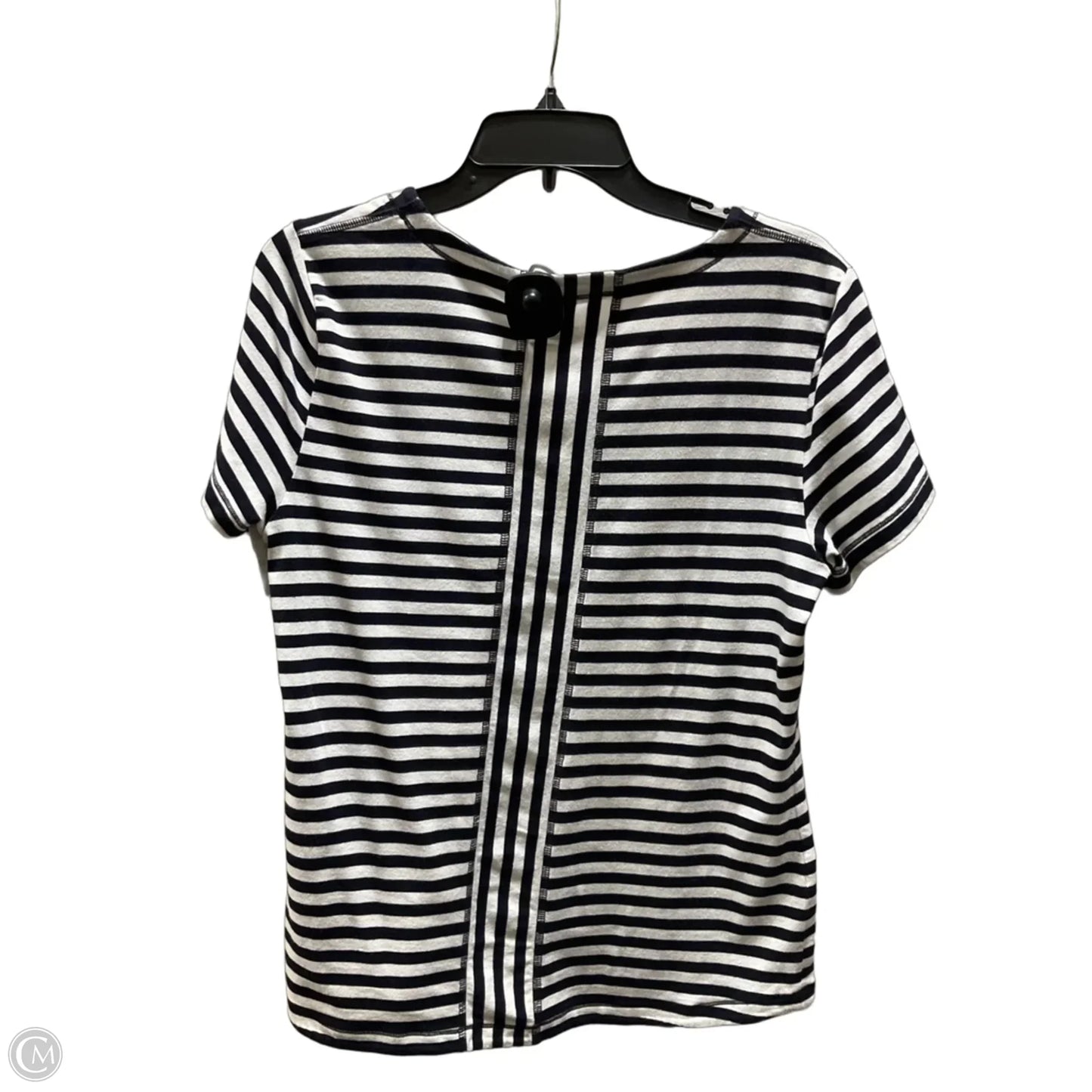 Top Short Sleeve By Talbots In Blue & White, Size: L