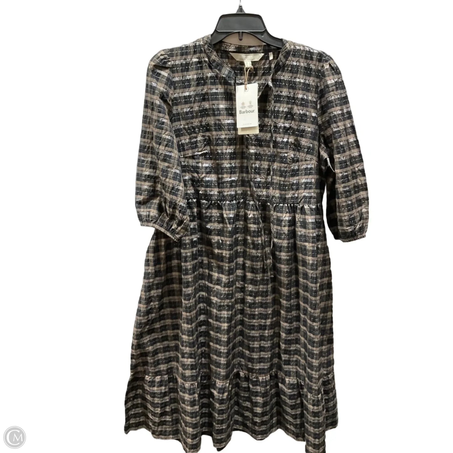 Dress Casual Midi By Barbour In Black & Brown, Size: 6