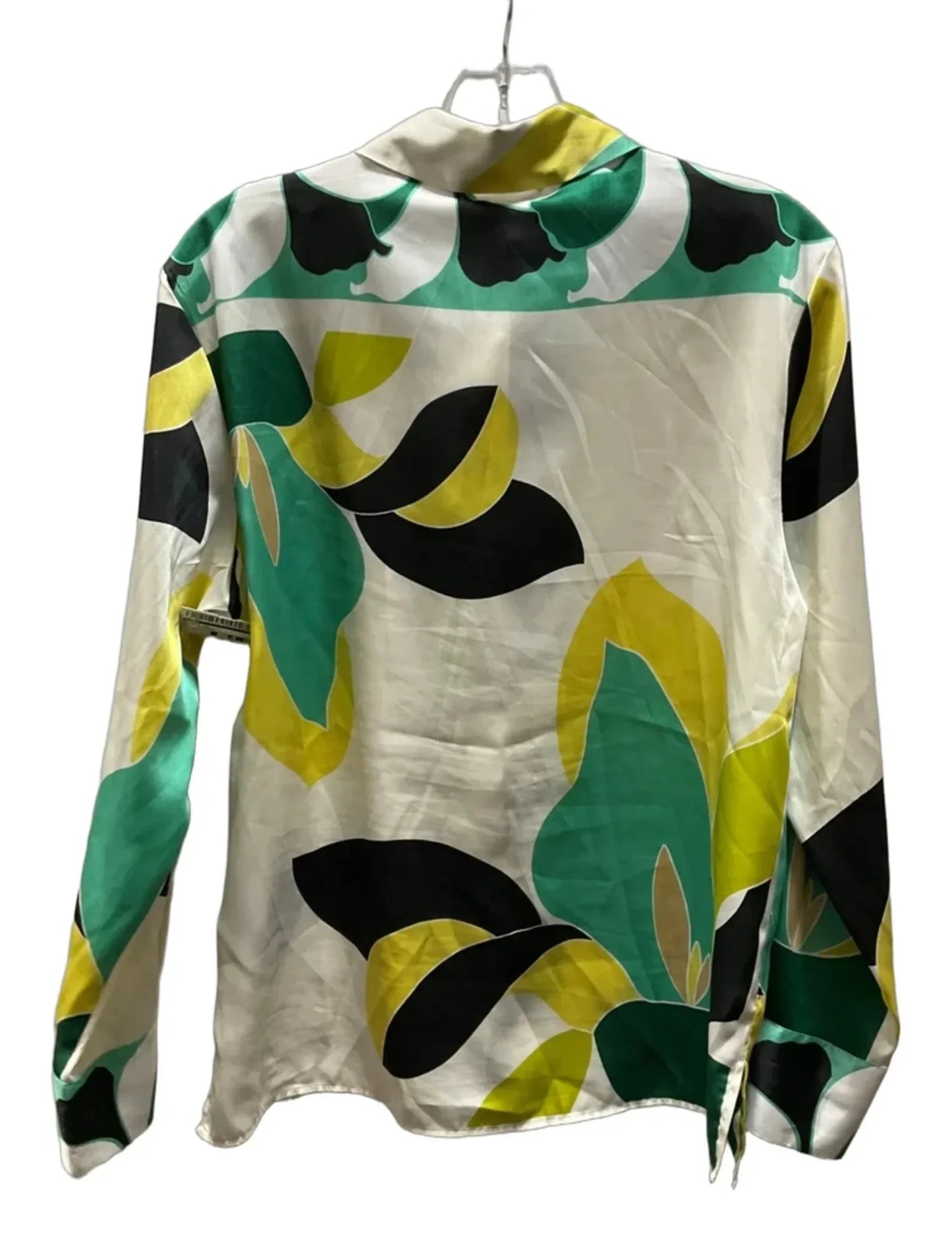 Blouse Long Sleeve By Zara In Green & White, Size: M