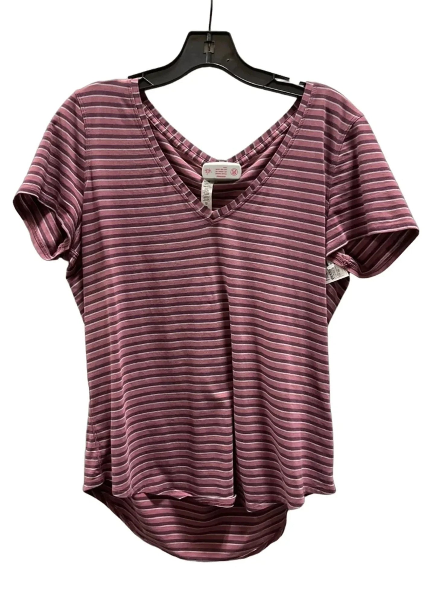 Athletic Top Short Sleeve By Lululemon In Striped Pattern, Size: 10