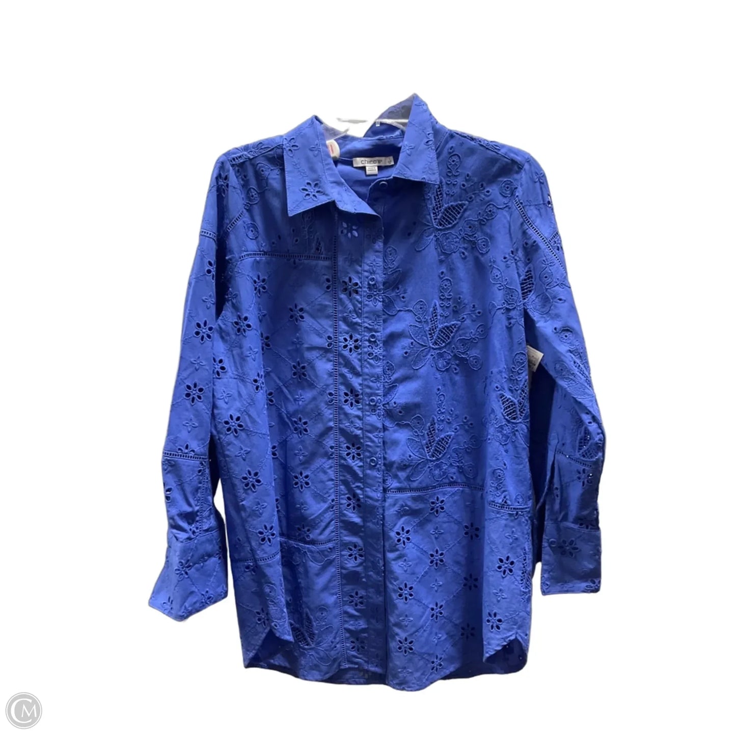 Blouse Long Sleeve By Chicos In Blue, Size: M