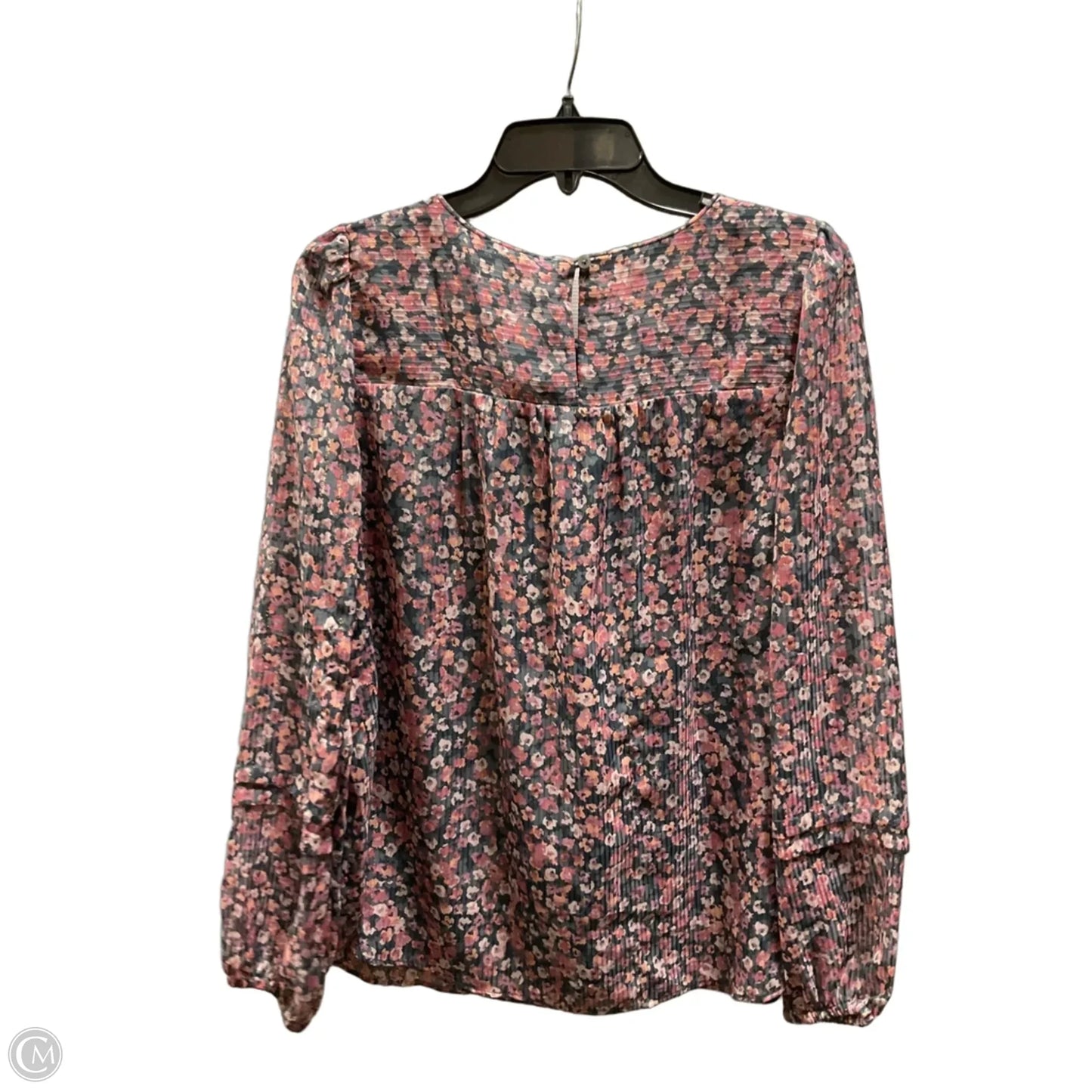 Top Long Sleeve By Loft In Grey & Pink, Size: M