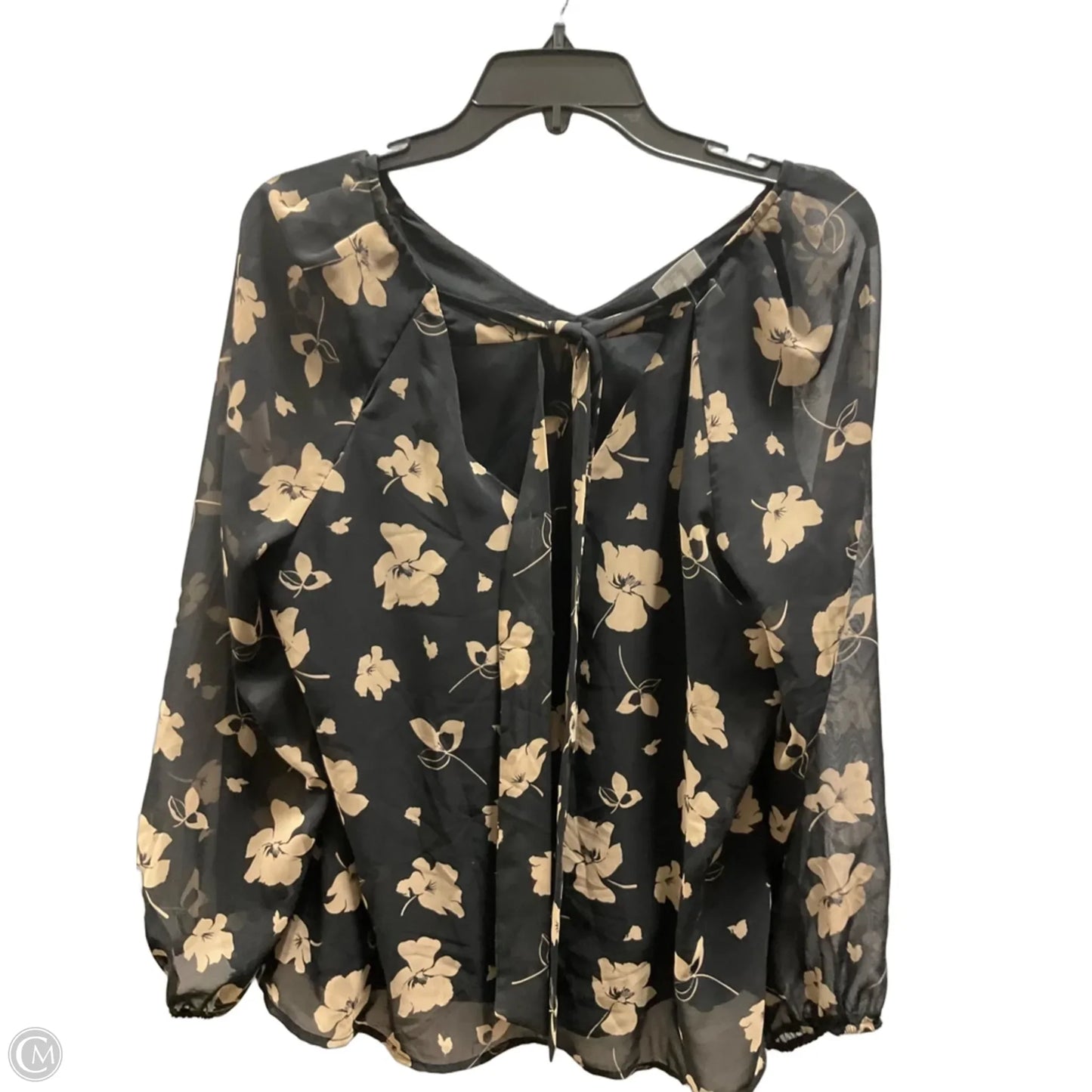 Top Long Sleeve By Nine West In Black & Brown, Size: M
