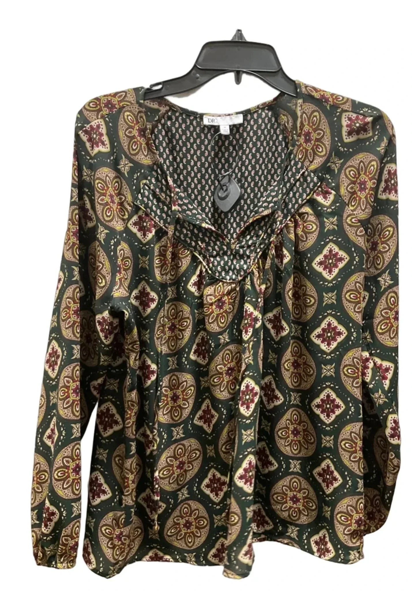 Top Long Sleeve By Dr2 In Green, Size: M