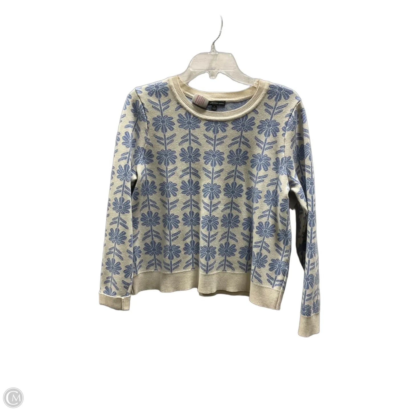 Top Long Sleeve By Adrianna Papell In Blue & White, Size: M