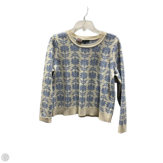 Top Long Sleeve By Adrianna Papell In Blue & White, Size: M