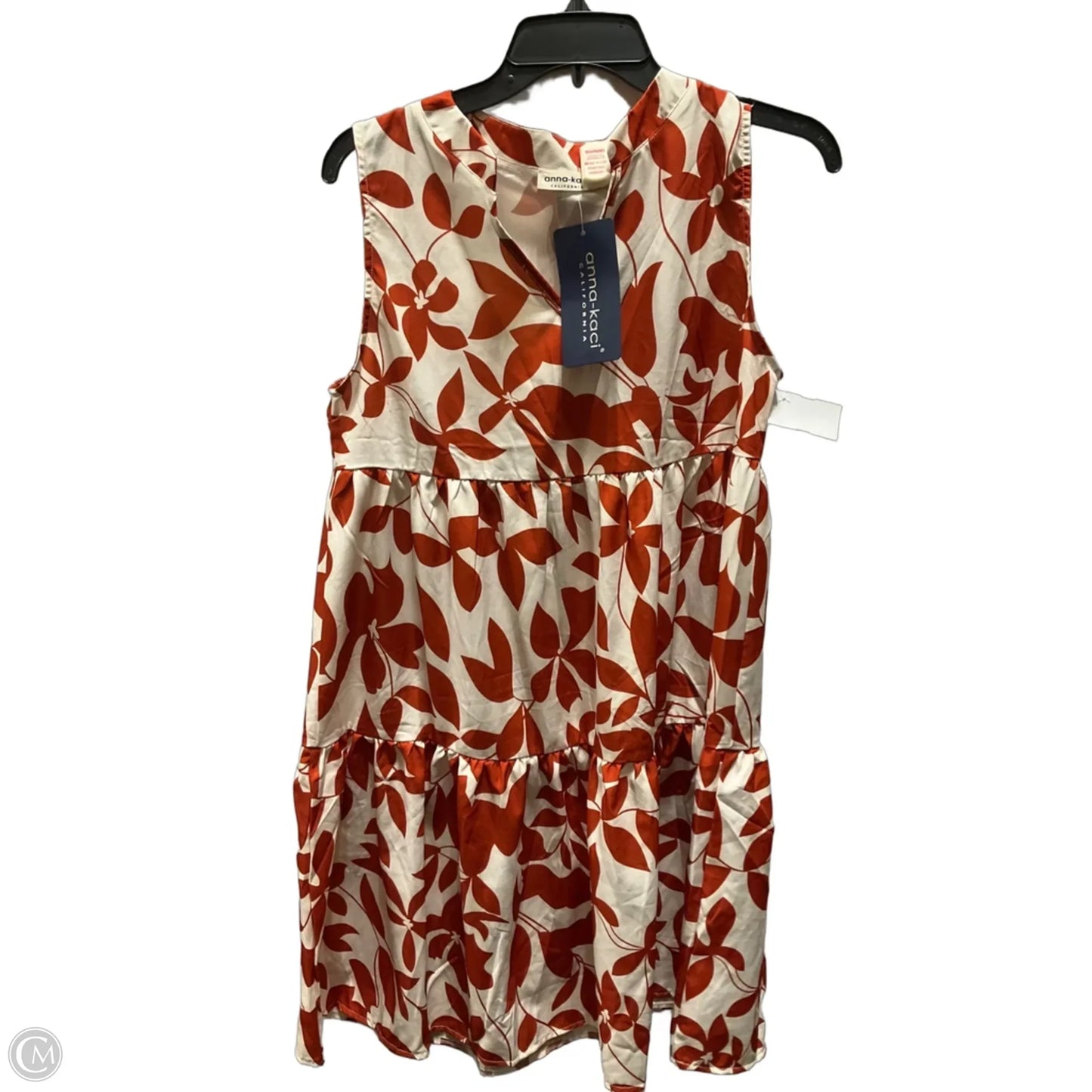 Dress Casual Midi By Cmf In Cream & Orange, Size: M