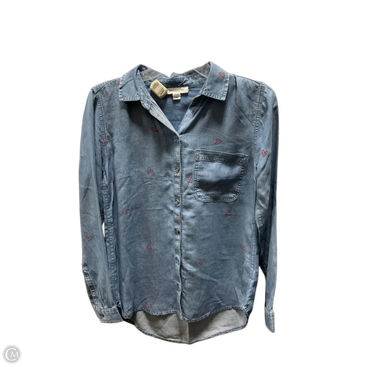Blouse Long Sleeve By Beachlunchlounge In Blue & Red, Size: S