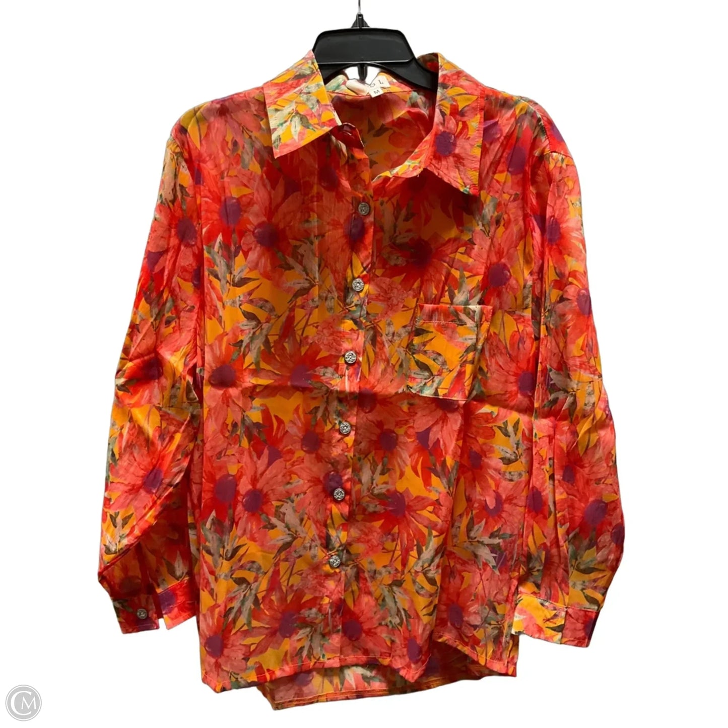 Blouse Long Sleeve By Anthropologie In Floral Print, Size: M