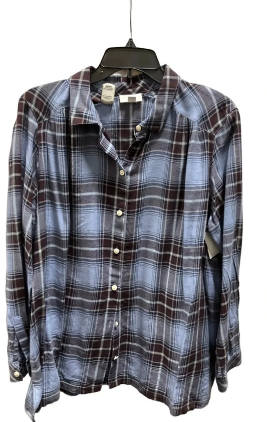 Top Long Sleeve By J. Jill In Plaid Pattern, Size: L