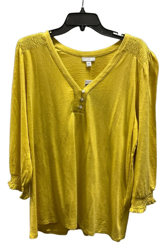 Top 3/4 Sleeve By J. Jill In Yellow, Size: L
