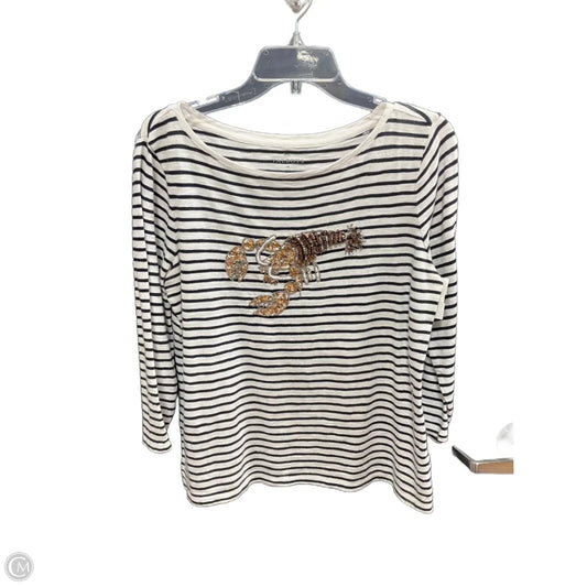 Top 3/4 Sleeve By Talbots In Striped Pattern, Size: M