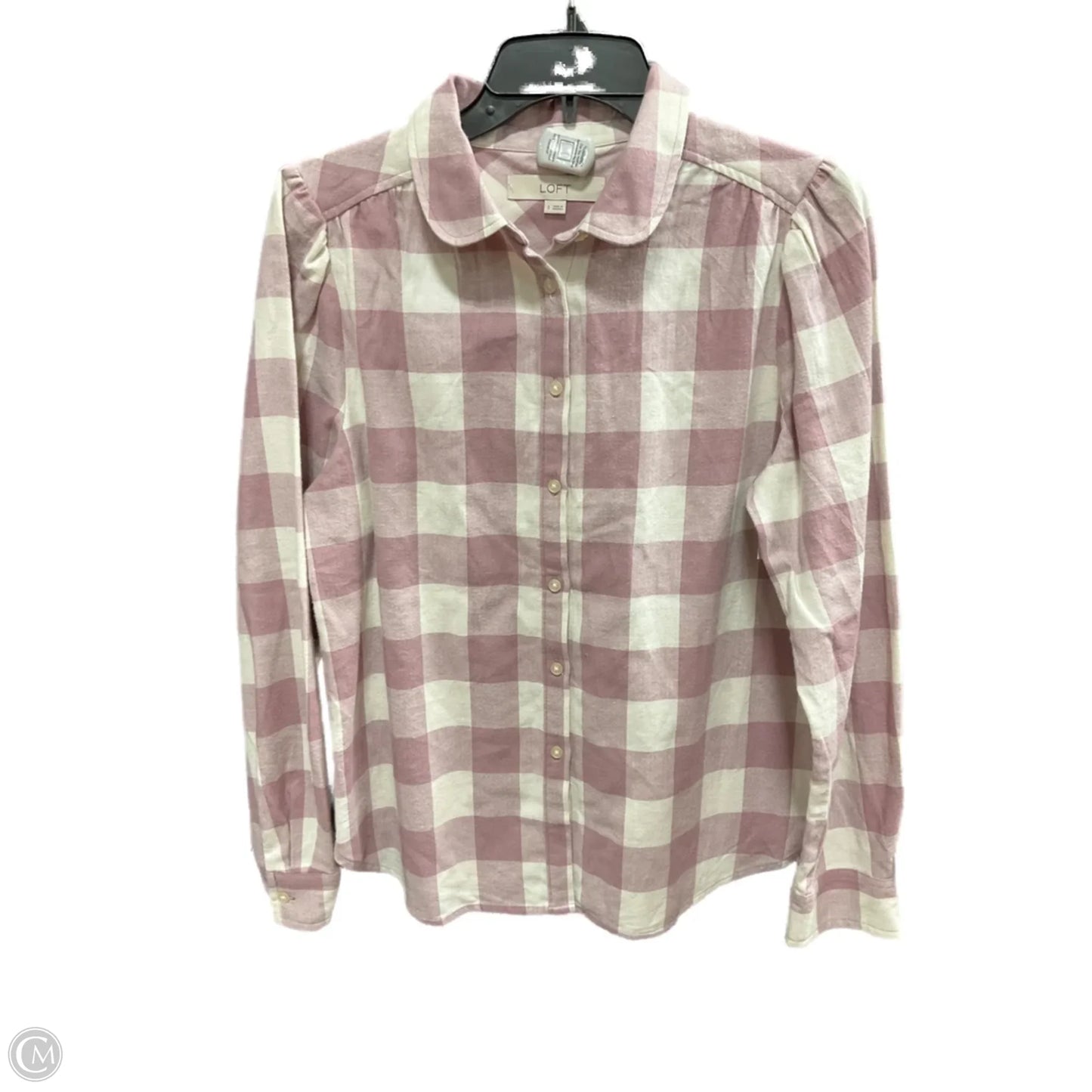 Top Long Sleeve By Loft In Plaid Pattern, Size: S