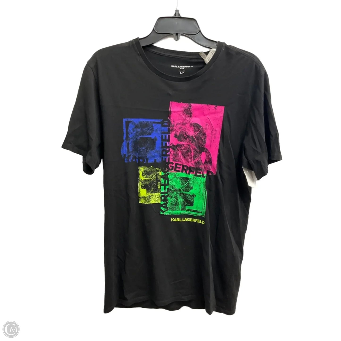 Top Short Sleeve Designer By Karl Lagerfeld In Black, Size: Sp