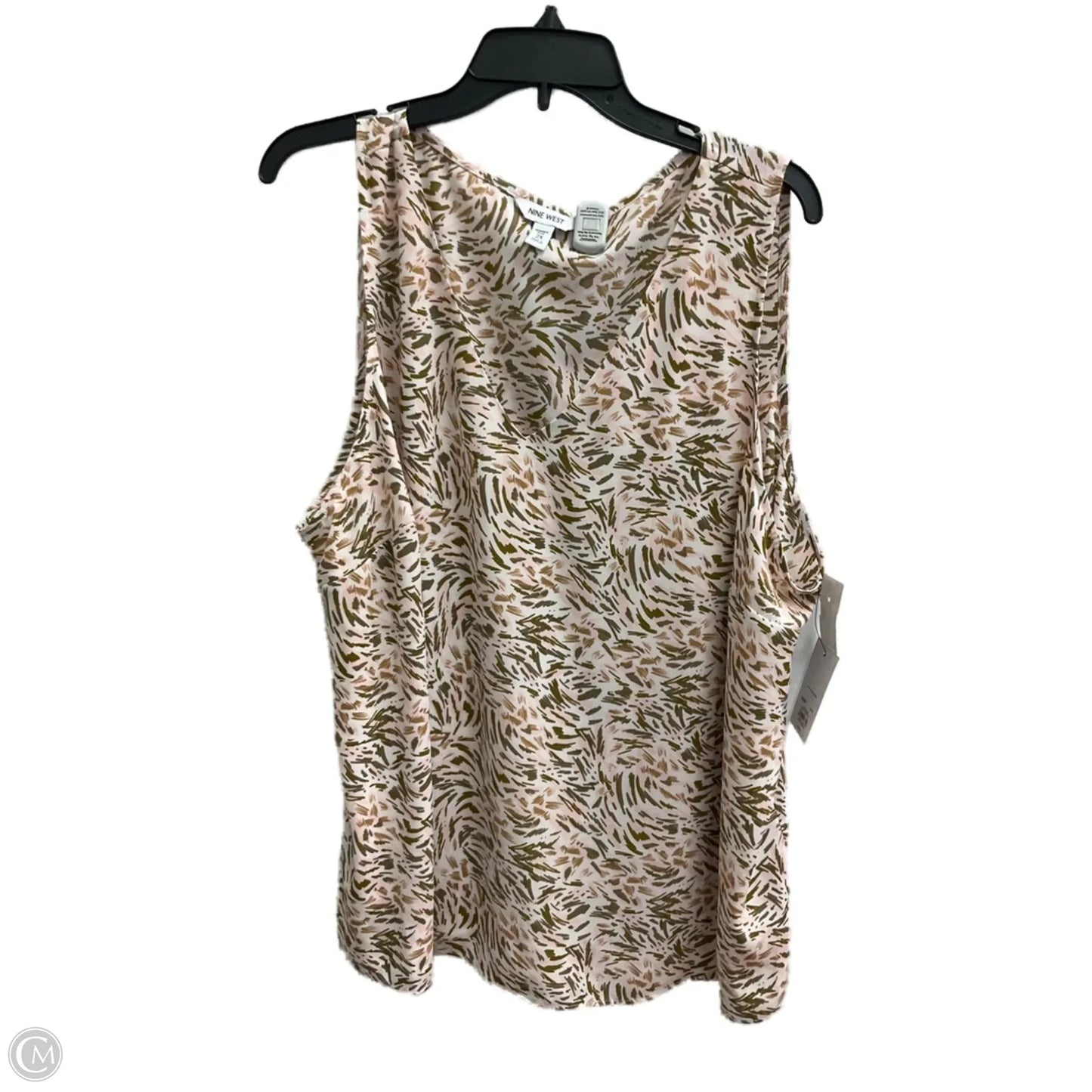 Top Sleeveless By Nine West Apparel In Green & Pink, Size: 2x