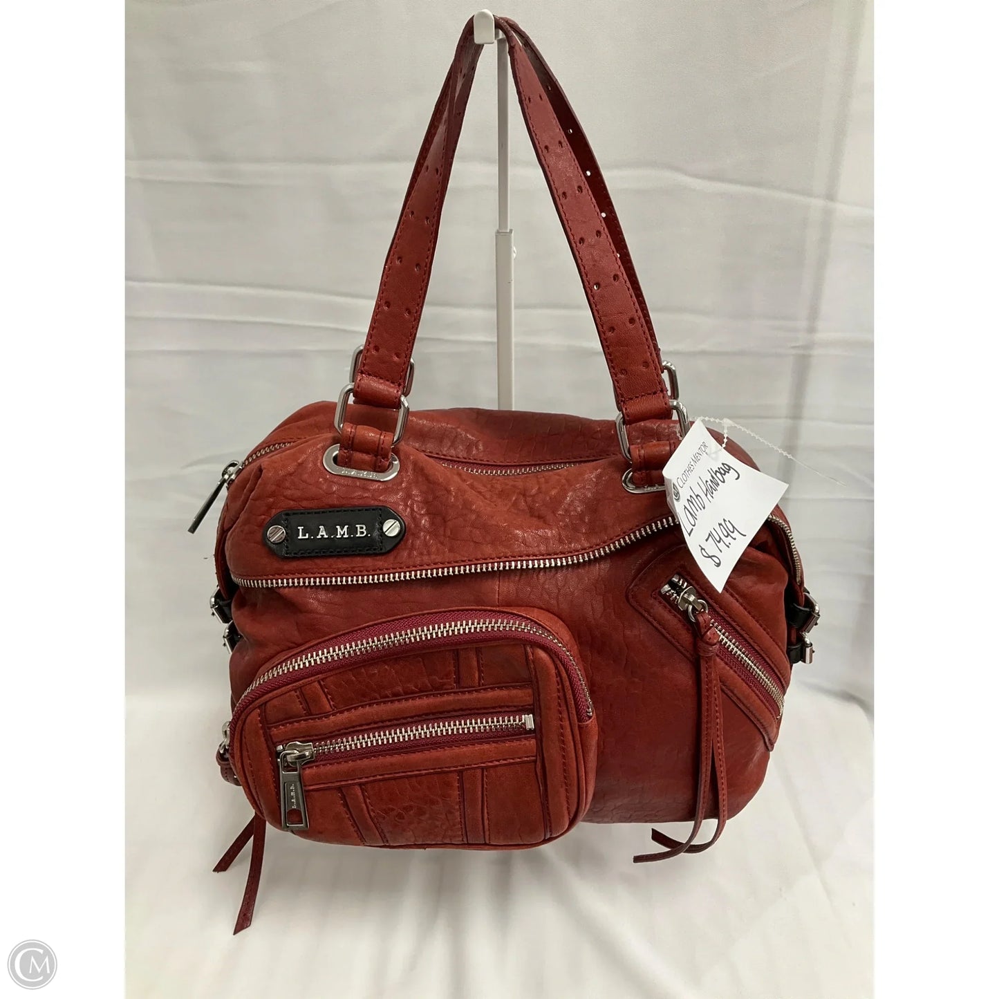 Handbag Leather By Lamb, Size: Medium