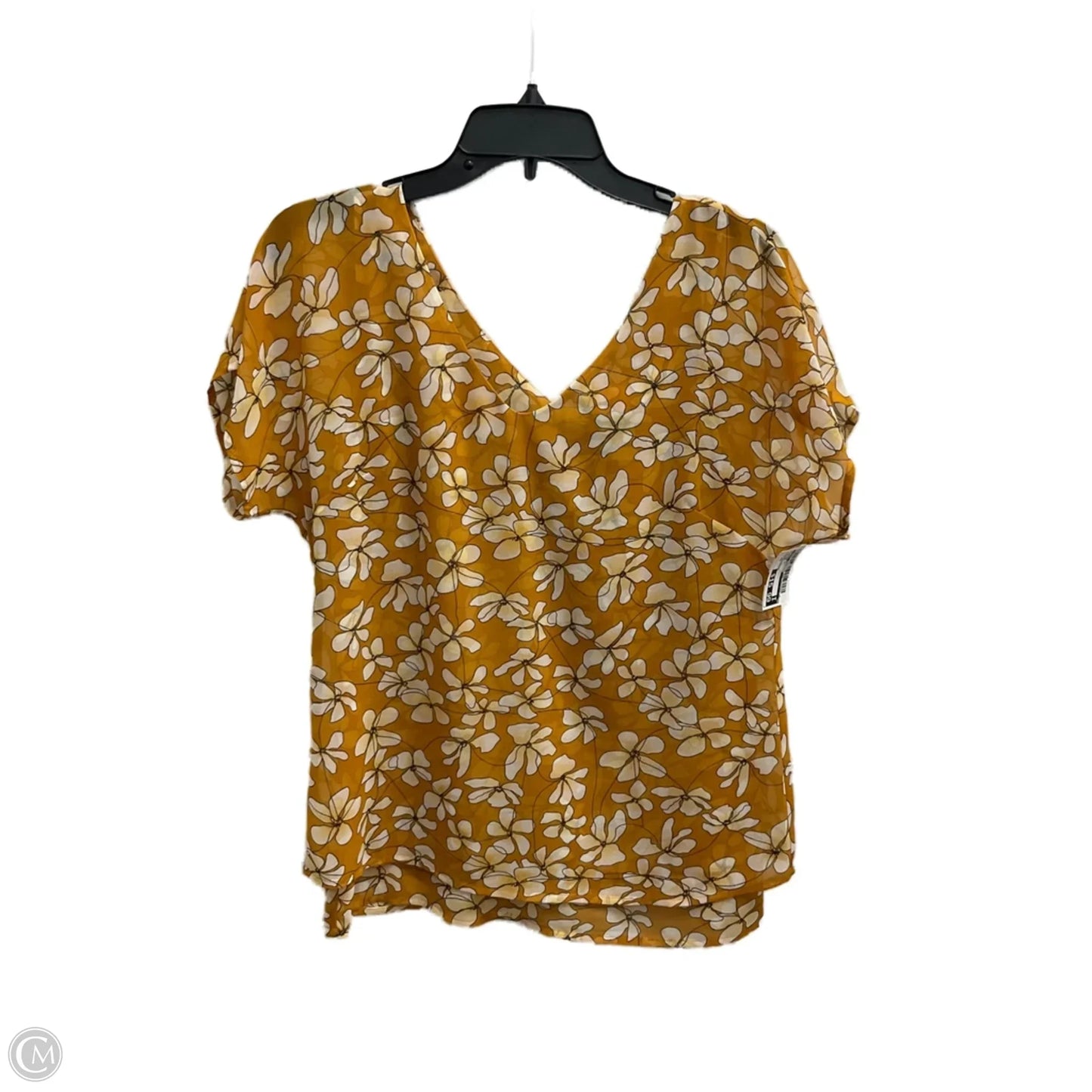 Blouse Short Sleeve By Cabi In Yellow, Size: Xs
