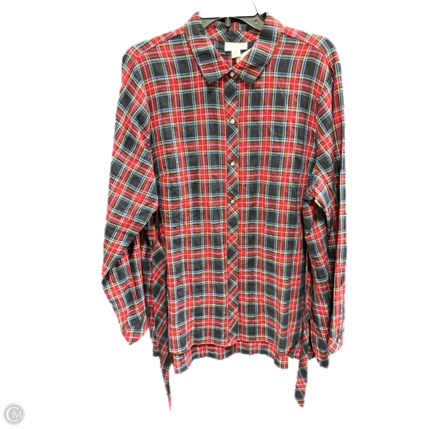 Top Long Sleeve By J. Jill In Plaid Pattern, Size: L