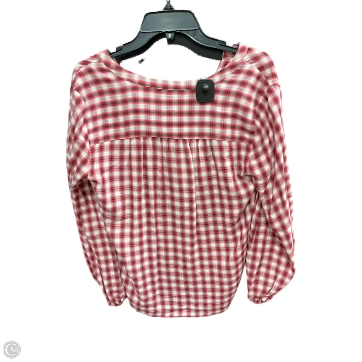 Top Long Sleeve By Loft In Plaid Pattern, Size: S