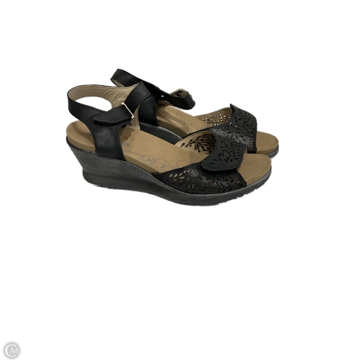 Sandals Heels Wedge By Romika In Black & Grey, Size: 5.5