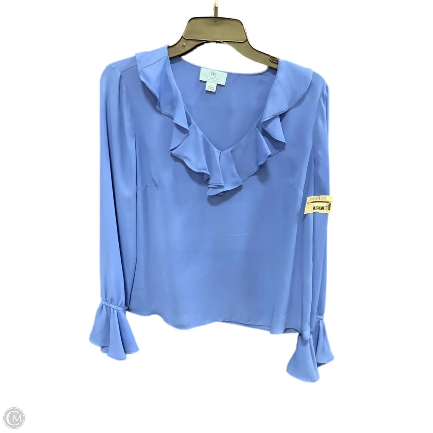 Blouse Long Sleeve By Cece In Blue, Size: S