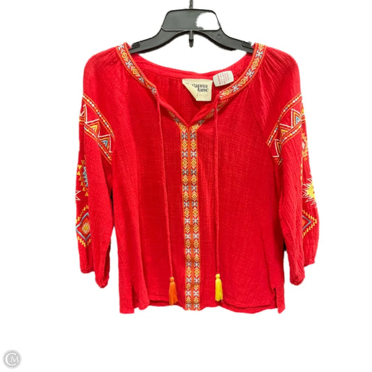Top 3/4 Sleeve By Savanna Jane In Red, Size: S