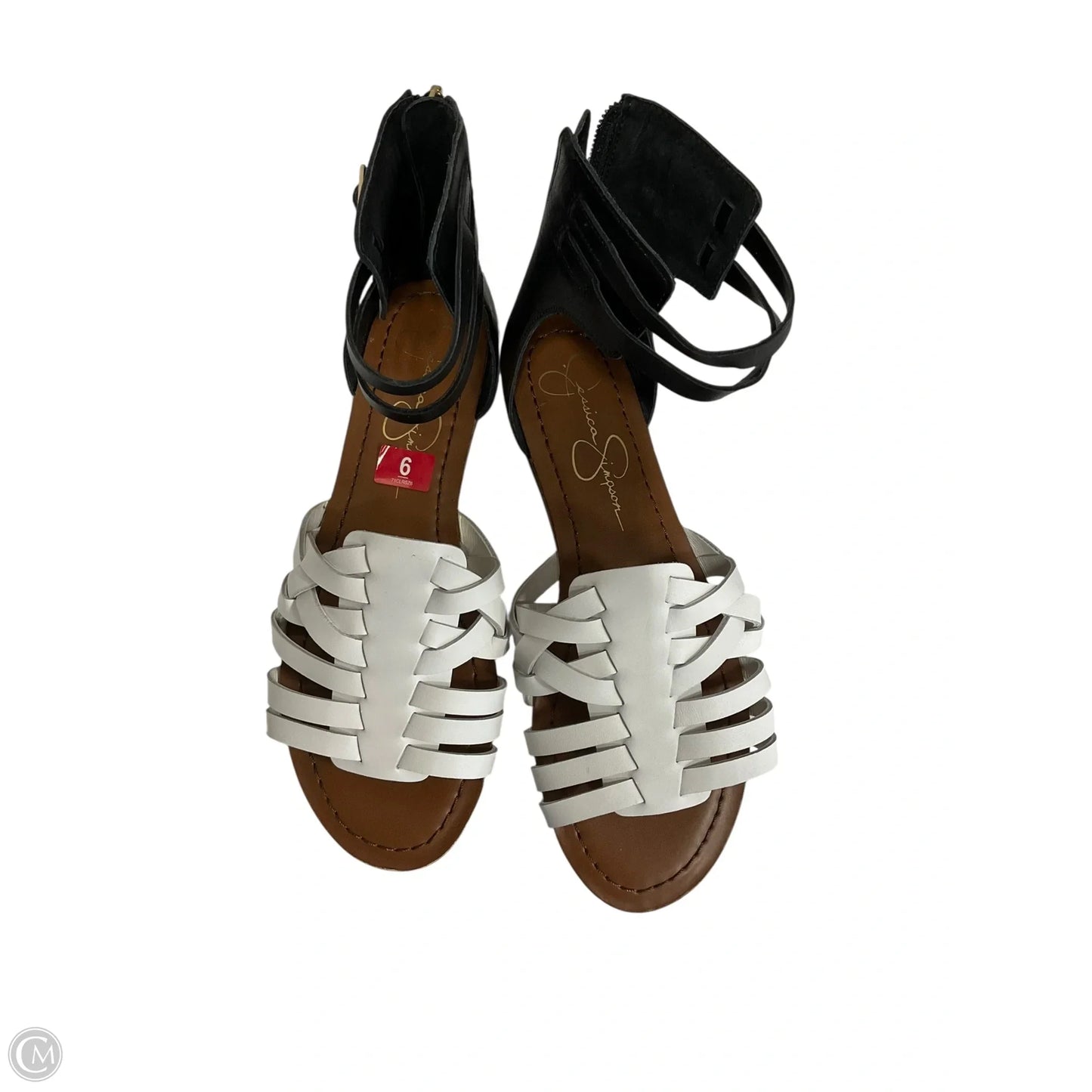 Sandals Flats By Jessica Simpson In Black & White, Size: 6