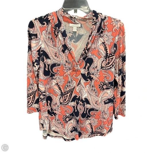 Top 3/4 Sleeve By Charter Club In Paisley Print, Size: S
