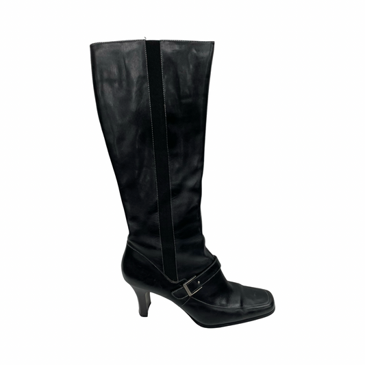 Boots Leather By Anne Klein In Black, Size:7.5