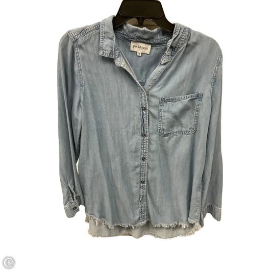 Blouse Long Sleeve By Peck And Peck In Blue, Size: M