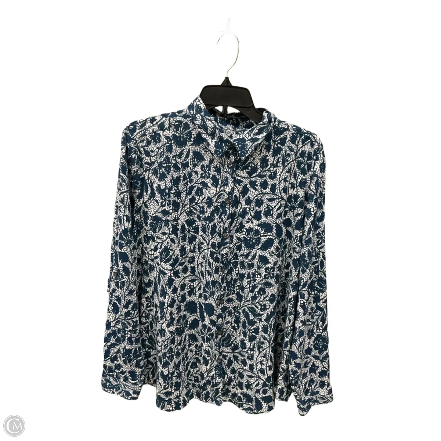 Blouse Long Sleeve By Ann Taylor In Blue, Size: Xl