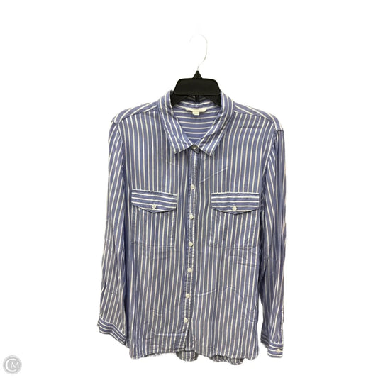 Blouse Long Sleeve By Beachlunchlounge In Blue, Size: Xl
