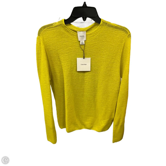 Top Long Sleeve By Calvin Klein In Yellow, Size: L