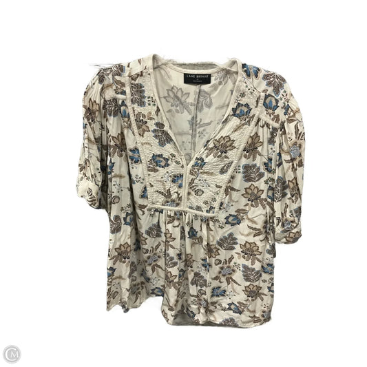 Top Short Sleeve By Lane Bryant In Cream, Size: 3x