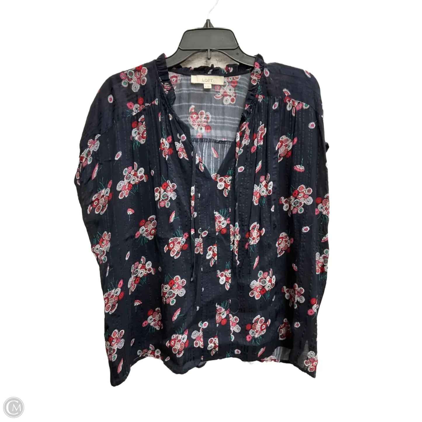 Top Short Sleeve By Loft In Navy, Size: Xl