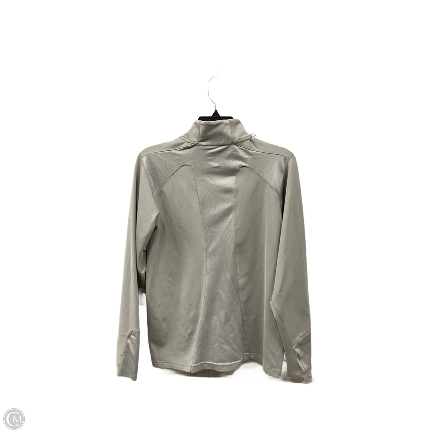 Athletic Top Long Sleeve Collar By Nike In Grey, Size: S