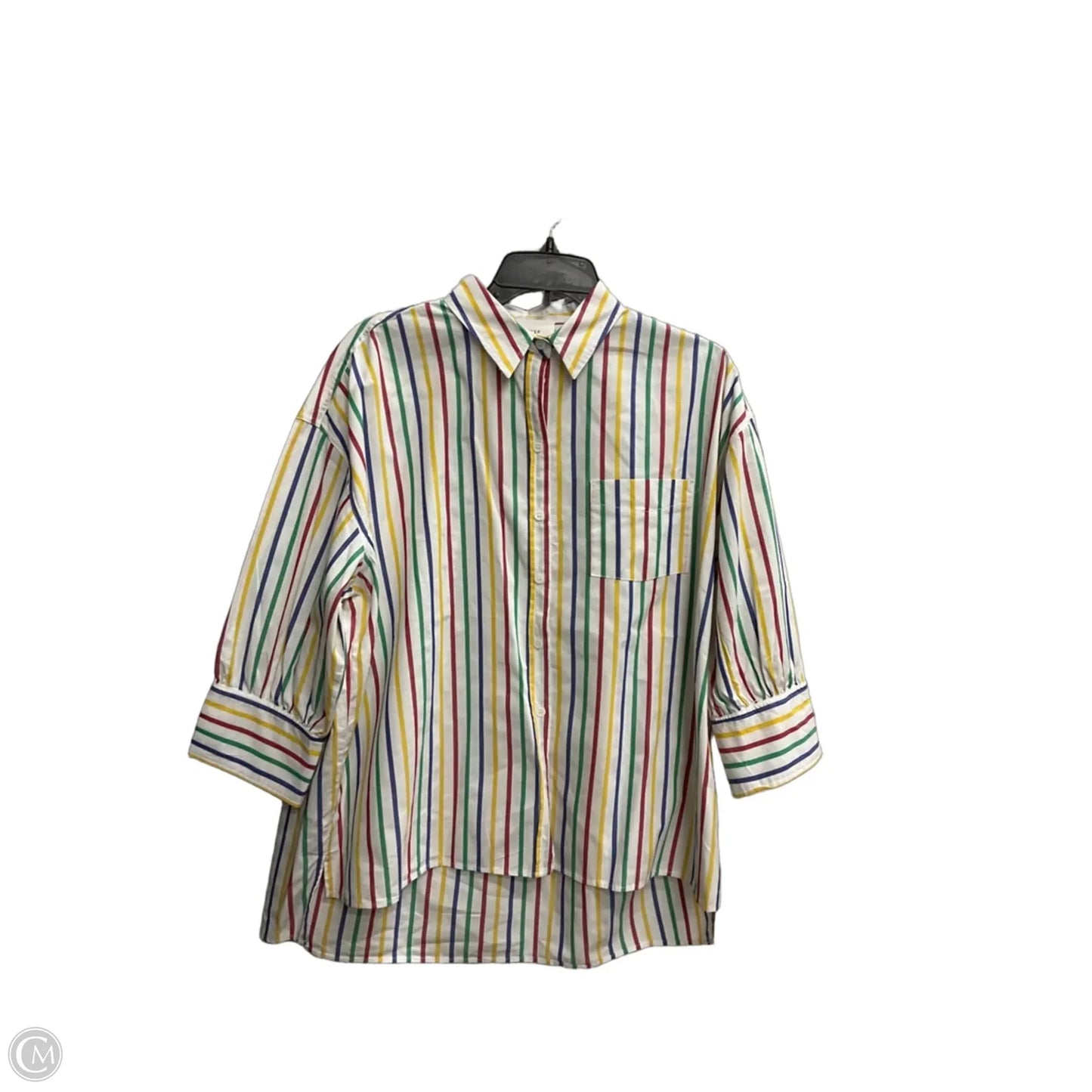 Blouse Long Sleeve By Pomander Place In Striped Pattern, Size: Xl