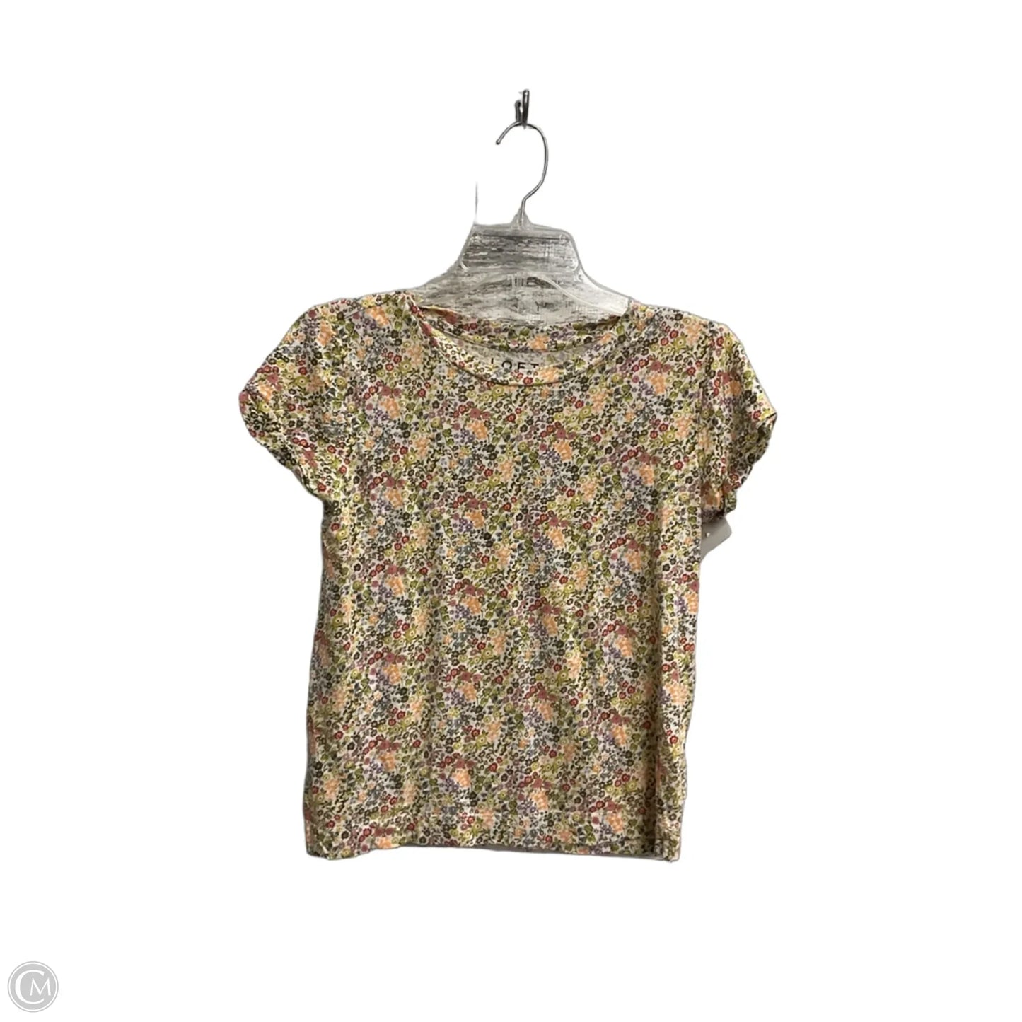 Top Short Sleeve Basic By Loft In Floral Print, Size: Xs
