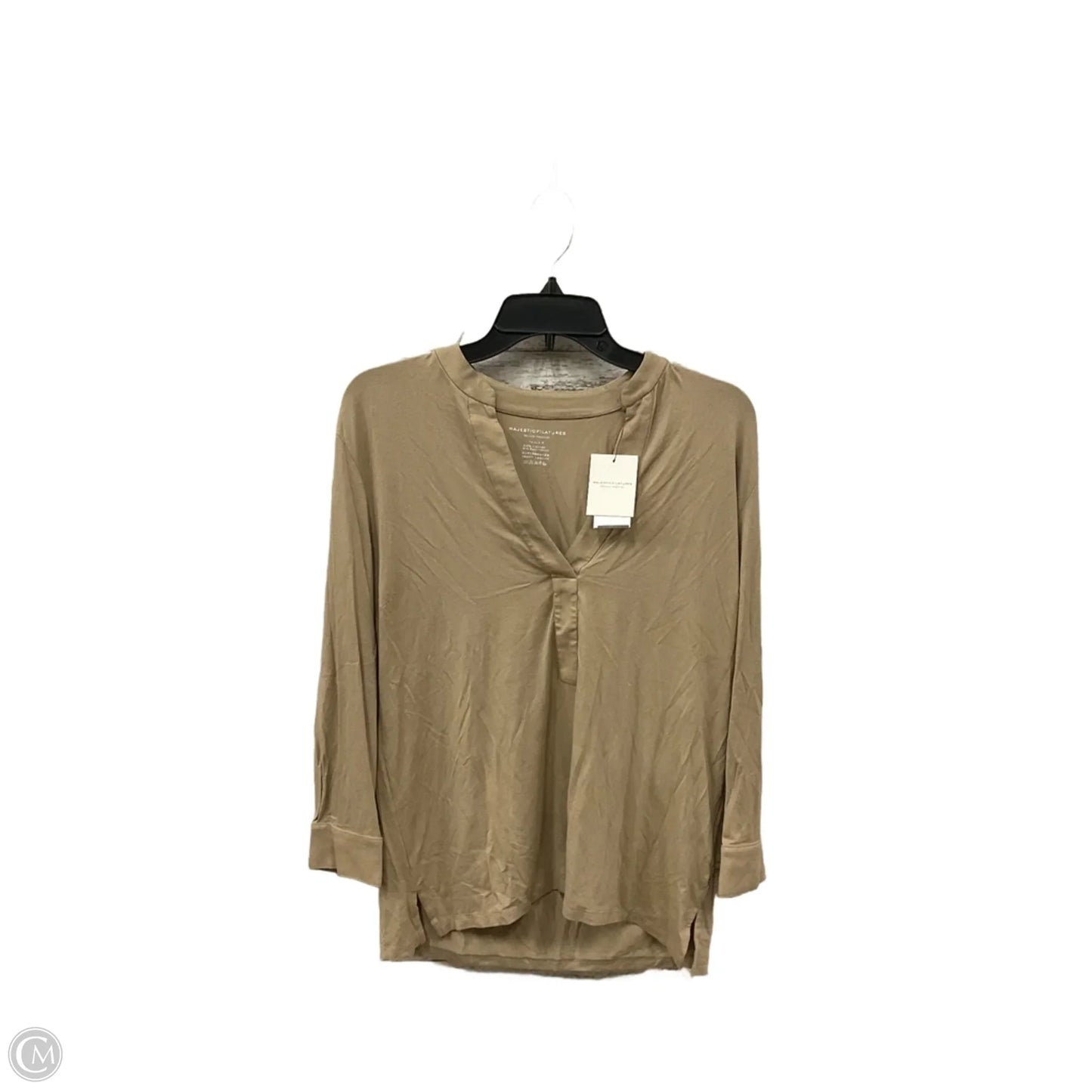 Top Long Sleeve By Majestic Filatures In Brown, Size: M