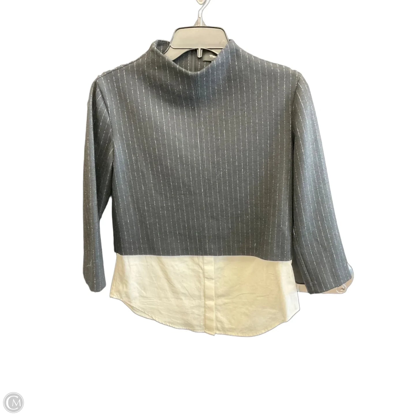 Top Long Sleeve By Theory In Grey, Size: S